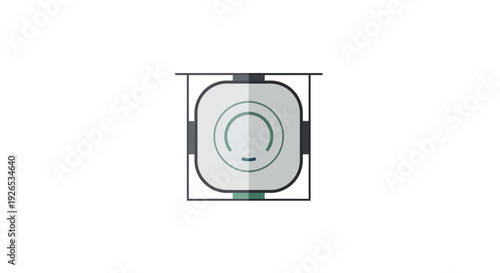 Simple square shaped security camera with rounded edges and circular lens.