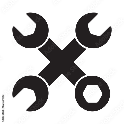 Two black wrenches crossed representing repair maintenance and mechanical work
