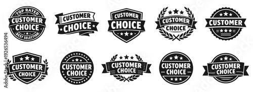 Customer choice badge in black. Trust label emphasizing recommendation and high ratings