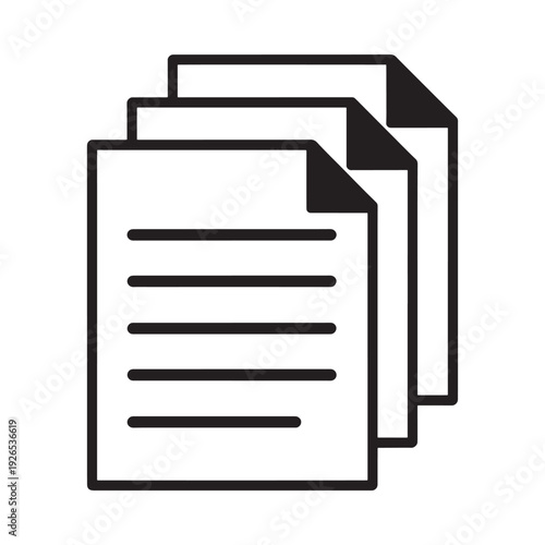 A stack of papers with lines depicted in a simple black and white illustration