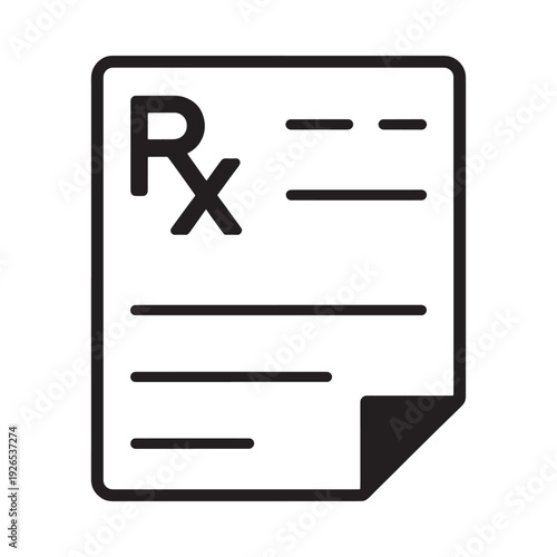 A simple black and white line drawing depicting a medical prescription form