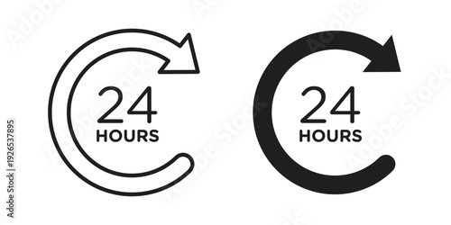 24 hours icons for templates, web design and infographics