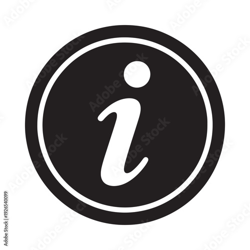 A black circle contains a white lowercase i with a central dot