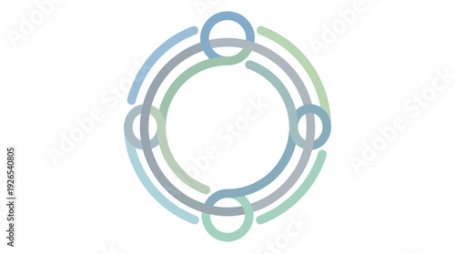 Modern interconnected circles in soothing blue, green, and gray hues