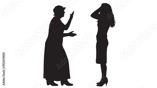 People silhouetted couple arguing with gestures and frustration featuring silhouettes, conflict, emotions with dispute and disagreement elements for tension, stress projects, clean composition on