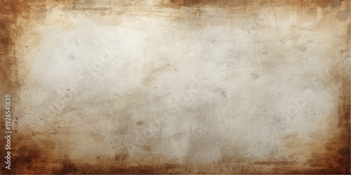 A vintage blank parchment background features an aged brown grunge texture with stained and damaged patterns for a retro antique book page design