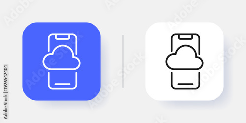 Cloud Service UI Button Icon with Active and Inactive States for Web and App Interface