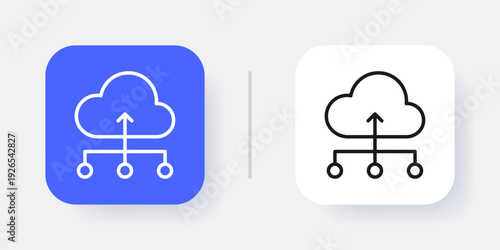 Cloud Service UI Button Icon with Active and Inactive States for Web and App Interface