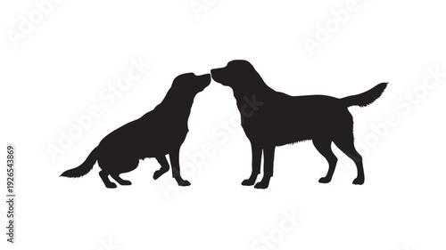 Dogs silhouette set with playful interaction and friendly gesture featuring silhouettes, canine, animal with pet and friendship elements for loyalty, companionship projects, clean composition on