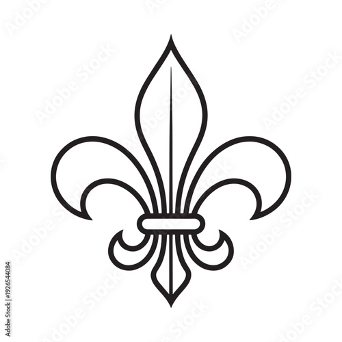 A stylized fleur de lis illustration with a black outline on a white background