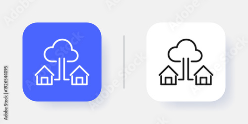 Cloud Service UI Button Icon with Active and Inactive States for Web and App Interface