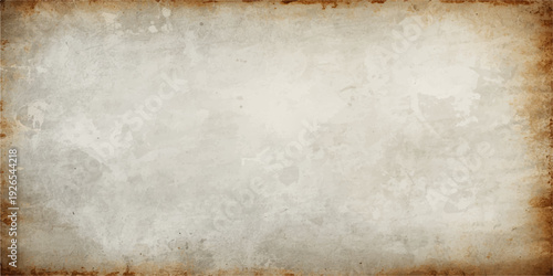 A worn vintage parchment sheet with a stained brown grunge texture and aged sepia tones creates an antique blank paper background for a rough ancient design