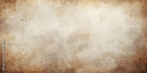 A blank antique parchment background with a stained brown grunge texture and aged beige sepia tones creates a worn vintage paper design for a retro textured backdrop