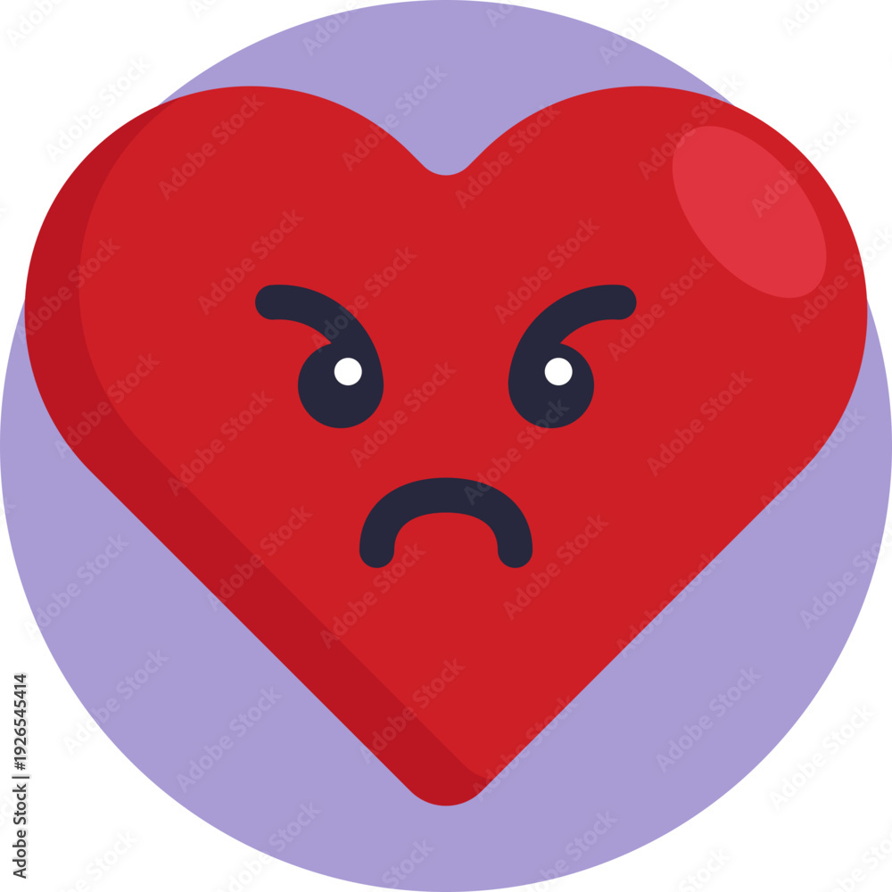 Fototapeta premium An angry face inside a heart, showing love mixed with frustration or intense emotion.