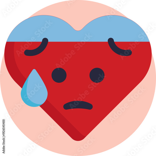 A worried face with a drop of sweat, showing nervousness, stress, or relief after a tense moment.