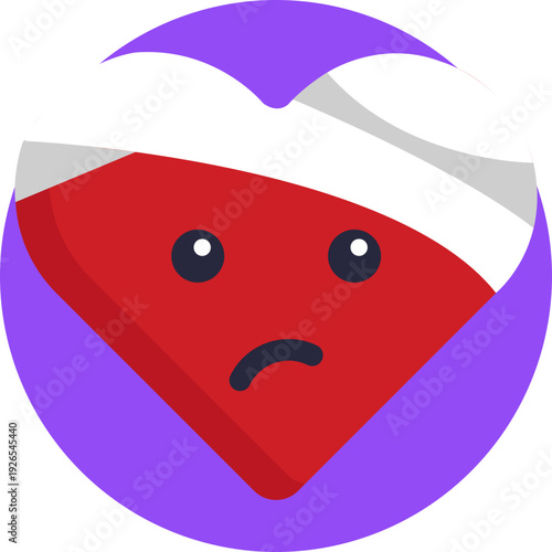 A face with a bandaged head, used to show physical injury, pain, or recovery from getting hurt.