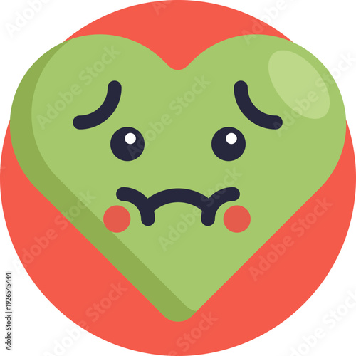 A green face with a sick expression, used to show feeling nauseous, disgusted, or physically unwell.