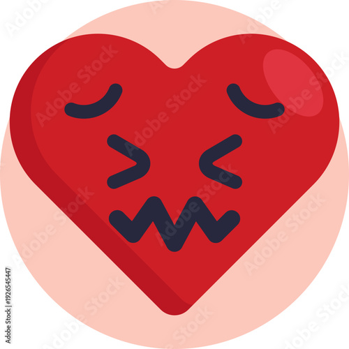 A face showing frustration or emotional overwhelm, often used to express heartache or romantic disappointment.