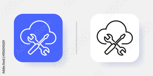 Cloud Computing UI Button Icon with Active and Inactive States – Modern SaaS Dashboard Interface Element