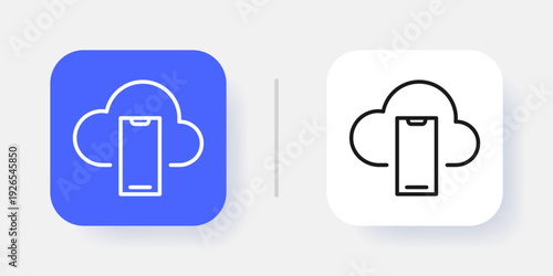 Cloud Computing UI Button Icon with Active and Inactive States – Modern SaaS Dashboard Interface Element