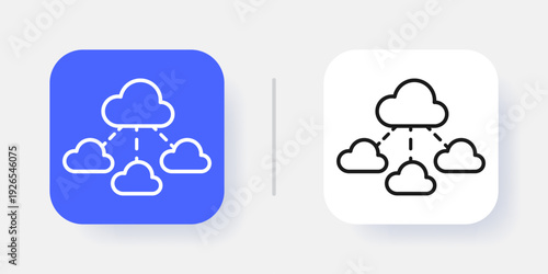 Cloud Computing UI Button Icon with Active and Inactive States – Modern SaaS Dashboard Interface Element