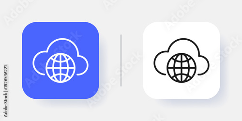 Cloud Computing UI Button Icon with Active and Inactive States – Modern SaaS Dashboard Interface Element
