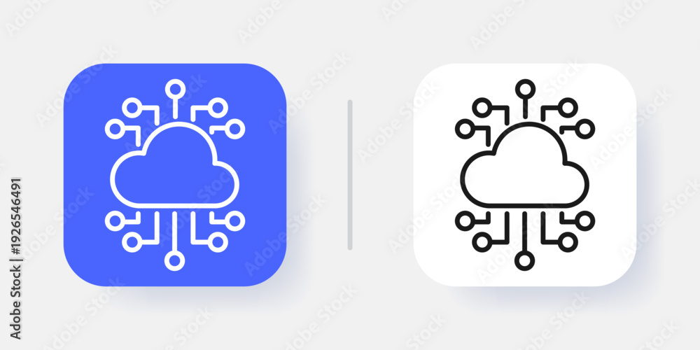 Obraz premium Cloud Computing UI Button Icon with Active and Inactive States – Modern SaaS Dashboard Interface Element