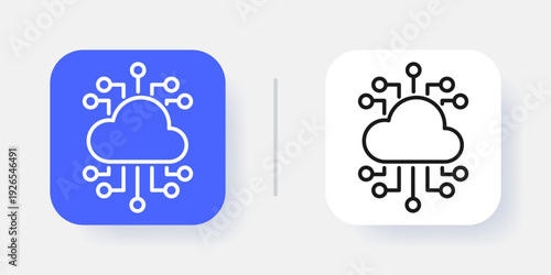 Cloud Computing UI Button Icon with Active and Inactive States – Modern SaaS Dashboard Interface Element