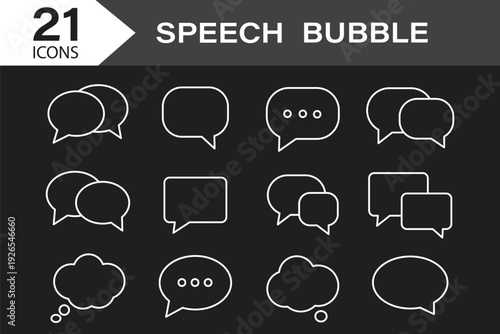 30 set of speech bubble icon  editable stroke vector illustration in modern thin line style. Popup bubble speech line icon set. Vector for message  comment  chat icon. Ideal for modern communication