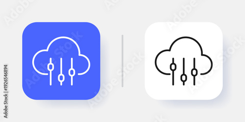 Cloud Computing UI Button Icon with Active and Inactive States – Modern SaaS Dashboard Interface Element