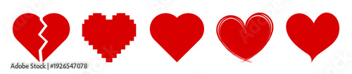Collection of Red Hearts icon Vector illustration	