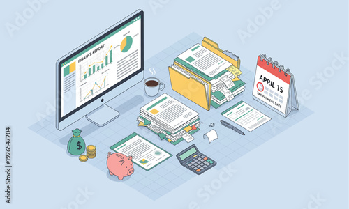 Streamlined Financial Planning and Tax Filing Business Accounting Workspace with Deadline Calendar