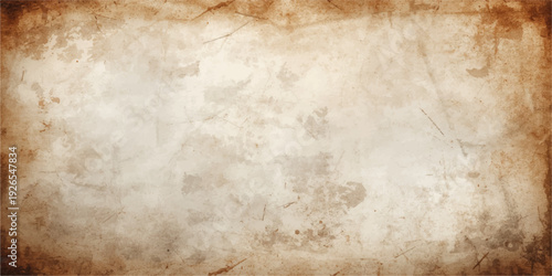 A blank vintage parchment with a stained grunge texture features aged sepia tones and a worn antique paper background for a retro brown canvas design