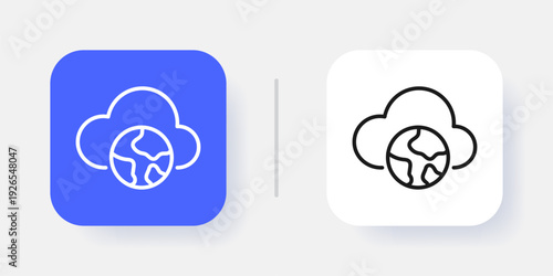 Cloud Computing UI Button Icon with Active and Inactive States – Modern SaaS Dashboard Interface Element