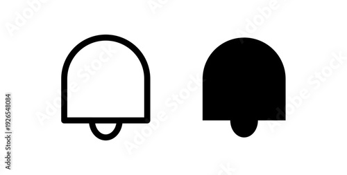 Bell notifications line and solid black icons