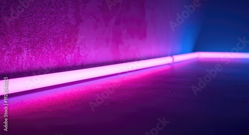Soft textured background with pink and blue neon light blur on dark surface