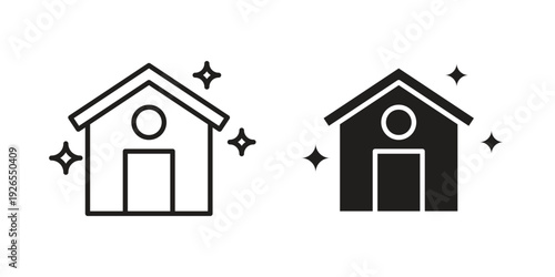 Clean house icons for templates, web design and infographics