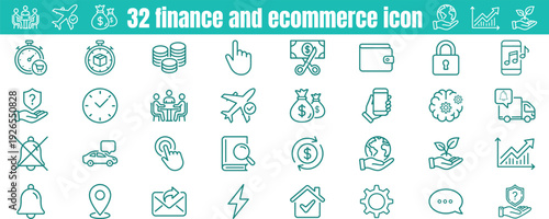 business finance and ecommerce icon set, web design and mobile application