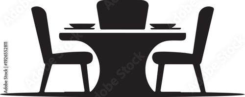 Black silhouette of table and chairs dining furniture