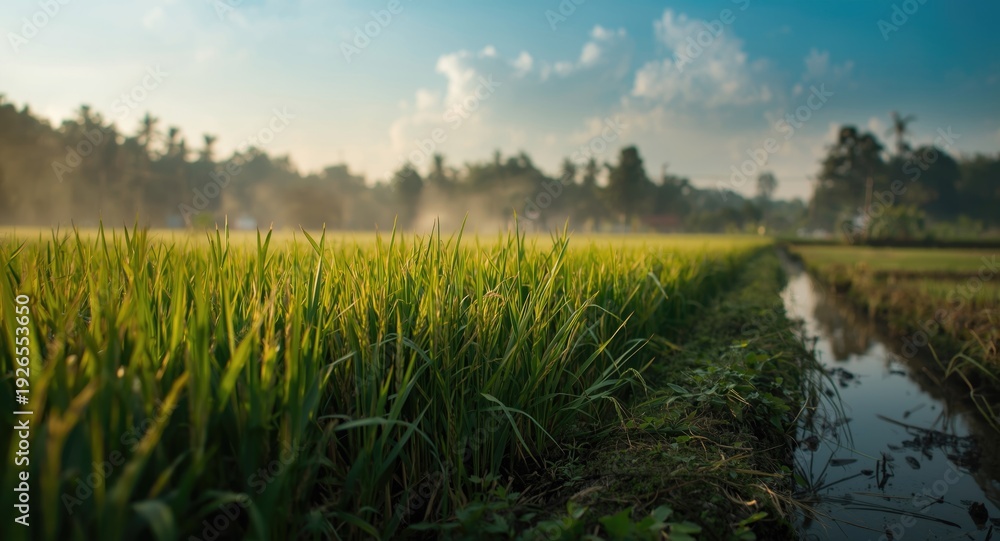 Obraz premium Sustainable farming principles applied in an organic rice growing area