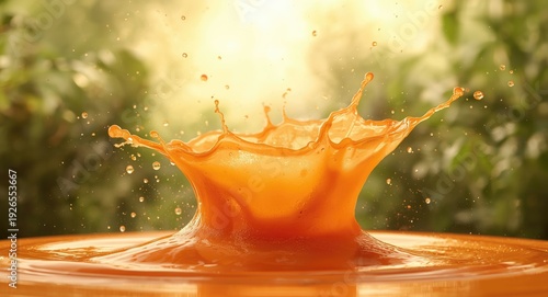 Bold carrot juice splash demonstrating fresh vibrant liquid