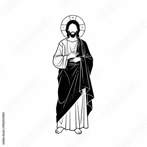 Jesus Christ religious figure with halo and flowing robes.