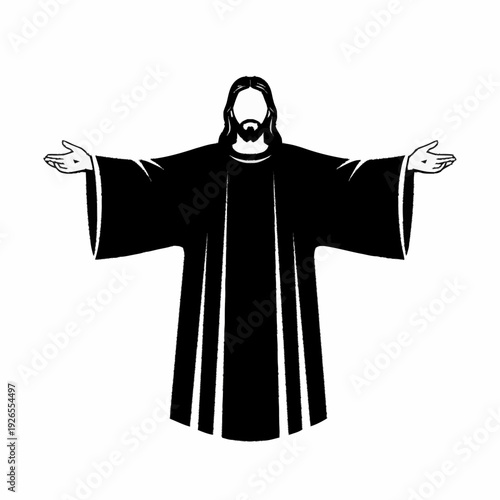 Jesus Christ silhouette with open arms in a welcoming gesture.