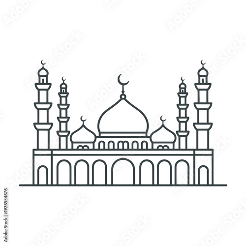 Islamic Mosque Building Illustration - Religious Masjid Architecture Symbol