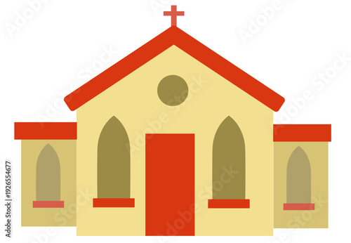Simple Church  or small chapel Front View Illustration