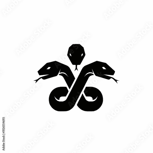 Three-headed snake intertwined in a striking black silhouette.