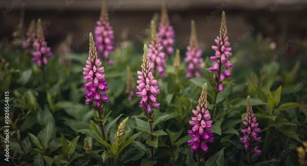 Obraz premium Summer bloom of pink Turtlehead flower in a flourishing garden bed