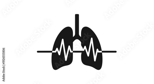 Human lungs with heartbeat rhythm symbolizing respiratory health and medical care.