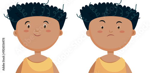 A guy with a happy and gloomy facial expression