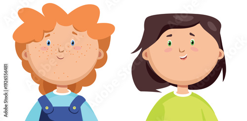 Two characteristic portraits of two girls